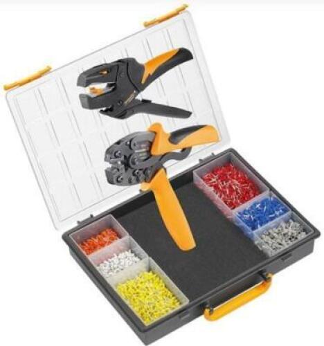 DESCRIPTION: (1) CRIMPING SET BRAND/MODEL: WEIDMULLER/63241699 INFORMATION: 6-COLOR TIPS/2-TOOLS RETAIL$: $359.33 SIZE: 19.27"D X 2.24"H X 13.30"W QTY