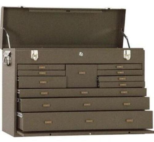 DESCRIPTION: (1) SIGNATURE MACHINIST CHEST BRAND/MODEL: KENNEDY/3611B INFORMATION: 11-DRAWER/BROWN RETAIL$: $1,430.59 SIZE: 26-1/8"W X 12"D X 18-7/8"H