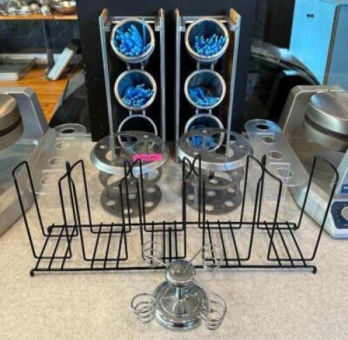 ASSORTED LID AND FLATWARE HOLDERS AS SHOWN