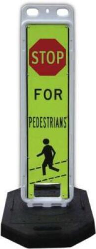 DESCRIPTION: (2) CROSSING SIGNS FOR SCHOOL ZONE BRAND/MODEL: EASTERN METAL SIGNS INFORMATION: PLASTIC, REFLECTIVE SIZE: NO RUBBER BASE, JUST THE SIGN