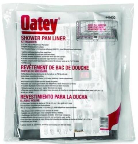 DESCRIPTION: (3) SHOWER PAN LINER KIT BRAND/MODEL: OATEY/41630 INFORMATION: WITHOUT CORNER DAMS/FLEXIBLE RETAIL$: $53.69 EACH SIZE: 5' X 6' QTY: 3