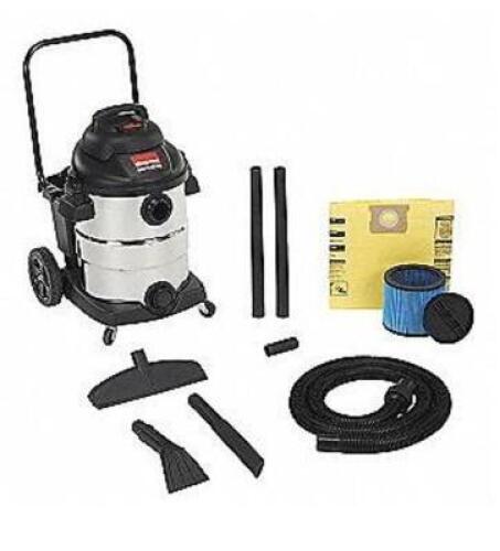DESCRIPTION: (1) WET & DRY VACUUM BRAND/MODEL: DAYTON/96265-10 INFORMATION: HP: 6.5/STAINLESS STEEL RETAIL$: $334.68 SIZE: 18'POWER CORD LENGTH X 29-1