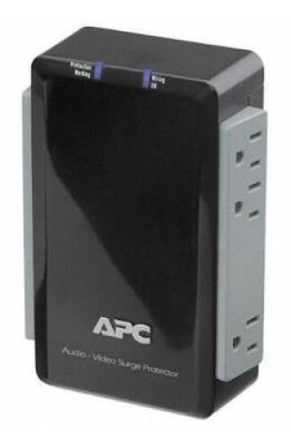DESCRIPTION: (2) SURGE PROTECTION DEVICE BRAND/MODEL: APC/P6V INFORMATION: BLACK/6-OUTLETS/3-PRONG RETAIL$: $48.19 EACH QTY: 2