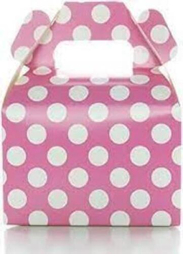 DESCRIPTION: (1) BOX OF APPROX (250) SMALL PINK POLKA DOT BOXESQTY: 1