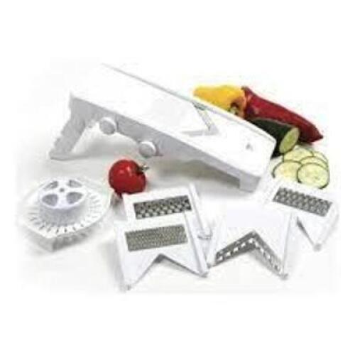 DESCRIPTION: (2) MANDOLINE SLICER SIZE: 5 BLADES INCLUDE RETAIL$: $30.00 EA QTY: 2
