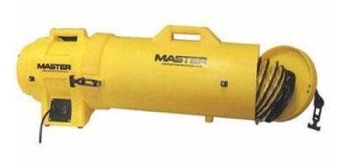 DESCRIPTION: (1) AXIAL CONFINED SPACE FAN BRAND/MODEL: MASTER/MB-P1210-DC25 INFORMATION: YELLOW/HP: 1/3,450 RPM RETAIL$: $741.82 SIZE: 17"L X 17"W X 1
