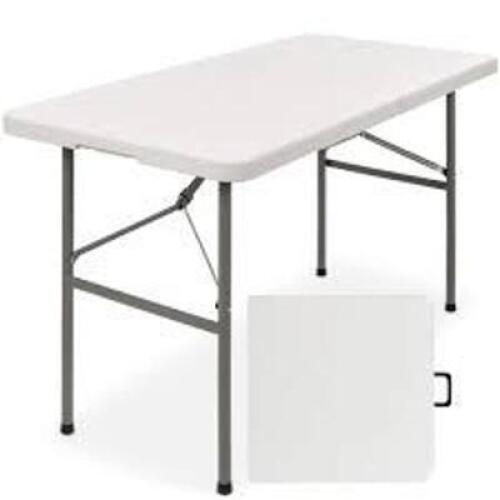 DESCRIPTION: (1) FOLDING TABLE INFORMATION: WHITE SIZE: 4FT RETAIL$: $37.99 EA QTY: 1