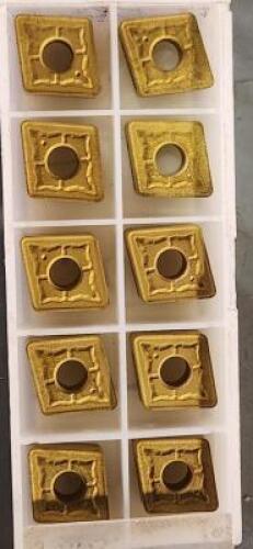 DESCRIPTION: (10) CNMG433 CARBIDE TURNING INSERTS BRAND/MODEL: TUNALOY CNGM120412HC315T RETAIL$: 13.69 PERR INSERT QTY: 10