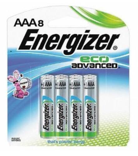 DESCRIPTION: (4) PACKS OF (8) ECO ADVANCED BATTERY PACKS BRAND/MODEL: ENERGIZER/XR92BP-8 INFORMATION: ALKALINE/1.5V DC/8-PER PK RETAIL$: $129.22 PER P