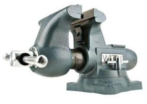 DESCRIPTION: (1) SWIVEL BASE ANVIL WORK BENCH VISE BRAND/MODEL: WILTON/63201 INFORMATION: BLUE/GROOVED STEEL JAWS RETAIL$: $593.29 SIZE: 6.5"JAW WIDTH