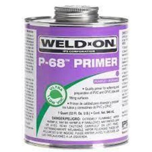 DESCRIPTION: (4) PVC PRIMER BRAND/MODEL: WELD ON P-68 INFORMATION: PURPLE SIZE: 1 PT RETAIL$: $12.93 EA QTY: 4