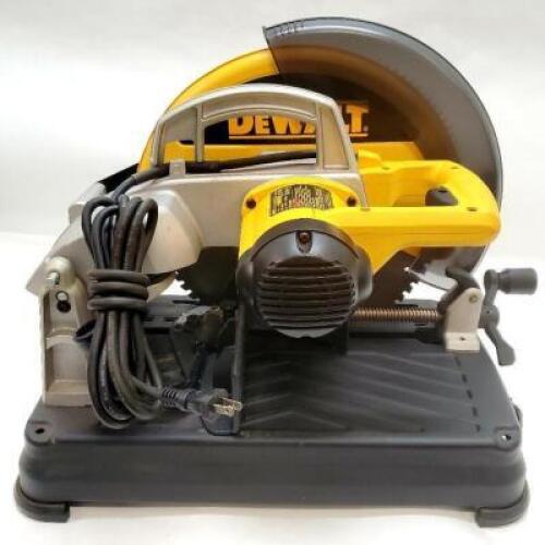 DESCRIPTION: (1) MULTI-CUTTER SAW BRAND/MODEL: DEWALT/DW872 INFORMATION: 15 AMP/MAX SPEED: 1300 RPM RETAIL$: $599.00 SIZE: 14"BLADE DIA X 24"D X 15.25