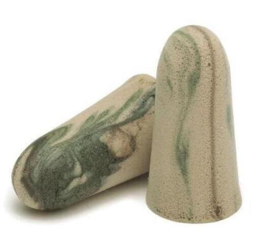 DESCRIPTION: (1) BOX OF (200) CAMO EAR PLUGS INFORMATION: 33DB, BULLET SHAPE, UNCORDED, WRAPPED PAIRS RETAIL$: $38.15/BOX QTY: 1