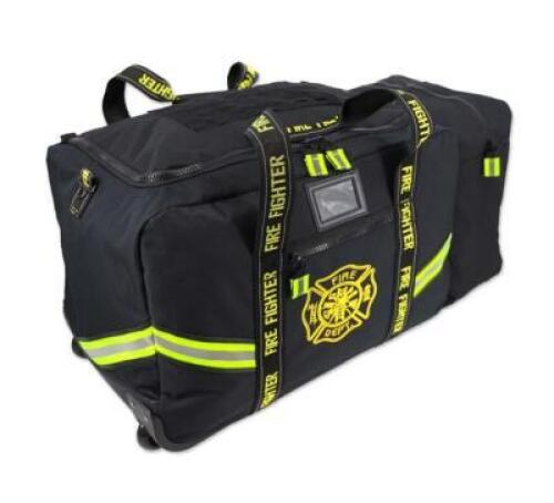 DESCRIPTION: (1) ROLLING TURNOUT BAG WITH HELMET COMPARTMENT INFORMATION: ROLLERBLADE WHEELS, TRIPLE TRIM REFLECTIVE SIZE: 30&Prime;(L) x 15&Prime;(W) x 16&Prime;(H) RE