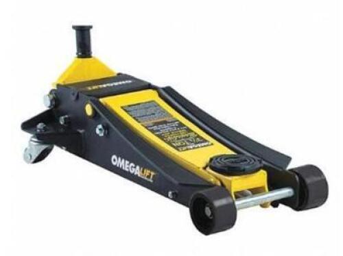 DESCRIPTION: (1) HYDRAULIC SERVICE JACK BRAND/MODEL: OMEGALIFT/29038 INFORMATION: LIFTING CAPCITY: 3-1/2 TON/POWER RAISE: 20" RETAIL$: $280.86 SIZE: 4