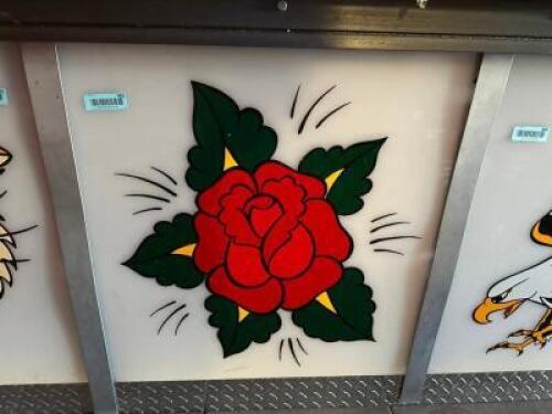 26" X 32" SAILOR JERRY INSPIRED ART WORK ON PLASTIC PANEL. "ROSE"