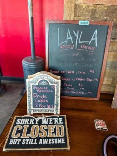 (3) ASSORTED SIGNS AND MENU BOARDS.