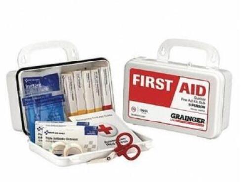 DESCRIPTION: (3) FIRST AID KIT BRAND/MODEL: GRAINGER/59290 INFORMATION: 66-COMPONENTS/WHITE/PEOPLE SERVED: 1-10 RETAIL$: $22.44 EACH SIZE: 5"H X 3"W X