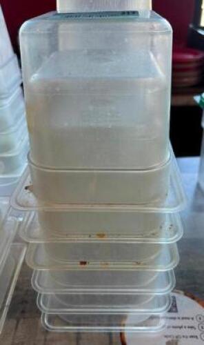 (6) 1/6TH SIZE PLASTIC INSERTS. NO LIDS.