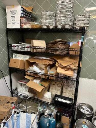 48" X 18" FIVE TIER BLACK WIRE SHELF - CONTENTS ARE NOT INCLUDED