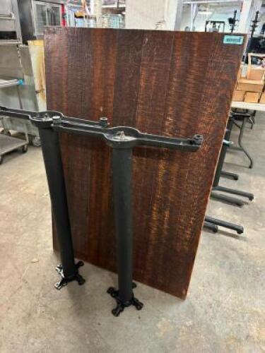 52" X 36" HARDWOOD TABLE TOP W/ (2) PUB PEDESTAL BASES
