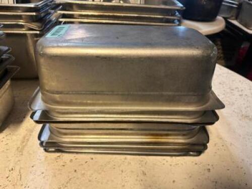 (4) 1/3 SIZE STAINLESS INSERTS W/ LIDS