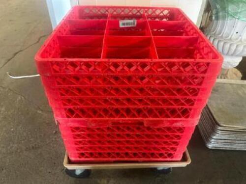 (2) LARGE GLASS RACKS W/ DOLLY