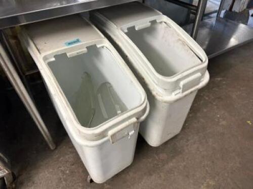 (2) 15 GALLON INGREDIENTS BINS W/ PARTIAL LID SET.