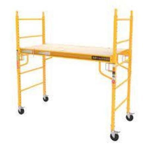 DESCRIPTION: (1) SCAFFOLDING PLATFORM BRAND/MODEL: METALTECH #I-CISC INFORMATION: YELLOW AND WOOD SIZE: 110 LB, 1000 LB CAPACITY RETAIL$: $200.26 EA Q