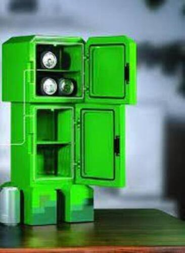 DESCRIPTION: (1) CREEPER FIGURE MINI FRIDGE THERMOELECTRIC COOLER BRAND/MODEL: MINECRAFT INFORMATION: GREEN RETAIL$: $99.99 EA QTY: 1
