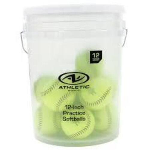 DESCRIPTION: (1) BUCKET OF (12) PRACTICE SOFTBALLS BRAND/MODEL: ATHLETIC WORKS INFORMATION: HI-VIZ YELLOW SIZE: 11" RETAIL$: $49.97 EA QTY: 1