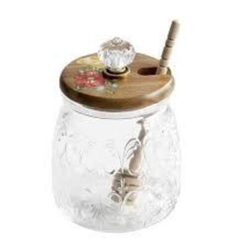 DESCRIPTION: (1) HONEY JAR WITH LID BRAND/MODEL: THE PIONEER WOMAN INFORMATION: MELODY RETAIL$: $21.75 EA QTY: 1