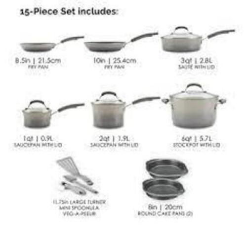 DESCRIPTION: (1) SET OF HARD ENAMEL COOKWARE AND ACCESSORIES BRAND/MODEL: RACHEL RAY INFORMATION: GRA SIZE: 15 PIECES RETAIL$: $149.99 EA QTY: 1