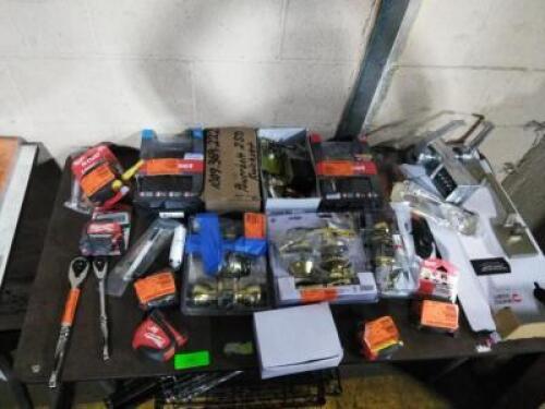 DESCRIPTION: (1) TABLE OF MISC DOOR HARDWARE AND MISC TOOLS BRAND/MODEL: MANY INFORMATION: MUST COME INSPECT QTY: 1