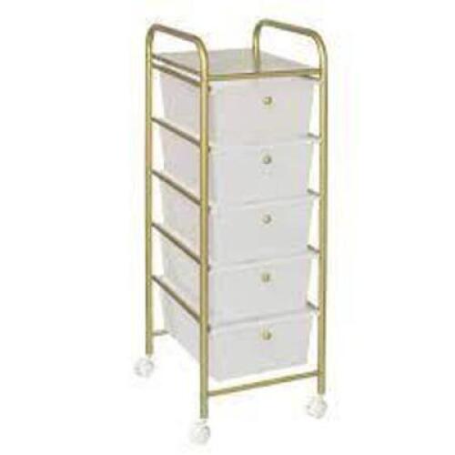 DESCRIPTION: (1) ROLLING STORAGE CART BRAND/MODEL: HONEY CAN DO #CRT-08895 INFORMATION: CLEAR DRAWERS SIZE: 5 DRAWER RETAIL$: $65.99 EA QTY: 1
