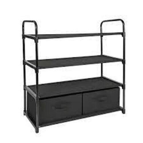 DESCRIPTION: (1) CLOSET ORGANIZER WITH 2 BINS BRAND/MODEL: MAINSTAYS INFORMATION: BLACK RETAIL$: $30.86 EA QTY: 1