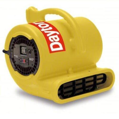 DESCRIPTION: (1) AIR MOVER, PORTABLE DRYER BRAND/MODEL: DAYTON #61HL70 INFORMATION: YELLOW SIZE: 1,050 CFM, FIXED FRAME, 2 SPEEDS, 1/3 HP, 115V AC, 25