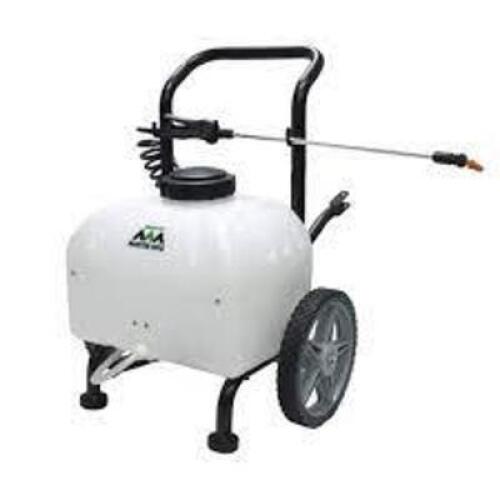 DESCRIPTION: (1) RECHARGEABLE CART SPRAYER BRAND/MODEL: MASTER GARDENER INFORMATION: WHITE SIZE: 9 GALLON RETAIL$: $229.99 EA QTY: 1