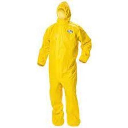 DESCRIPTION: (6) HOODED DISPOSABLE COVERALLS BRAND/MODEL: KIMBERLY-CLARK #6GLD3 INFORMATION: YELLOW RETAIL$: $125.00 SIZE: SIZE XL QTY: 6