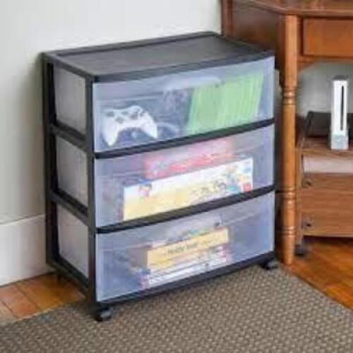 DESCRIPTION: (1) ROLLING 3 DRAWER CART BRAND/MODEL: STERILITE INFORMATION: BLACK RETAIL$: $38.49 EA QTY: 1