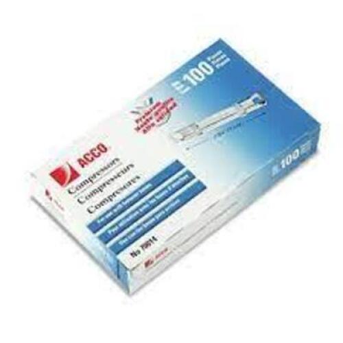 DESCRIPTION: (1) CASE OF (15) BOXES OF (100) PREMIUM TWO-PIECE PAPER FASTENERS BRAND/MODEL: ACCO #A7070014J INFORMATION: SILVER RETAIL$: $107.85 SIZE: