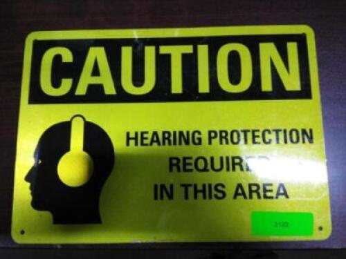 DESCRIPTION: (1) HEARING PROTECTION SIGN BRAND/MODEL: 49VH22 RETAIL$: $6.00 EA QTY: 1