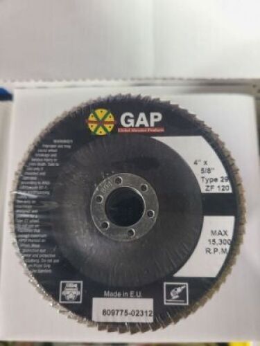 DESCRIPTION: (2) BOXES OF (10) PREMIUM FLAP WHEEL BRAND/MODEL: GLOBAL ABRASIVES INFORMATION: AF 120 SIZE: 4" X 5/8" QTY: 2