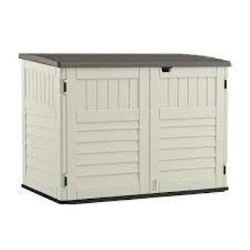 DESCRIPTION: (1) OUTDOOR STORAGE SHED, HORIZONTAL STOW-AWAY BRAND/MODEL: SUNCAST #BMS4700X INFORMATION: WHITE AND GRAY RETAIL$: $495.00 EA QTY: 1