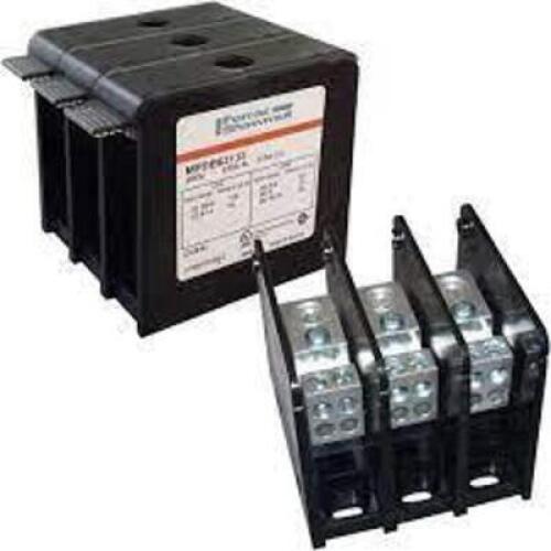 DESCRIPTION: (2) POWER DISTRIBUTION BLOCK BRAND/MODEL: MERSEN #MPDB63160 INFORMATION: CU9AL SIZE: 1000V, 65A AL, 85A CU RETAIL$: $29.39 EA QTY: 2