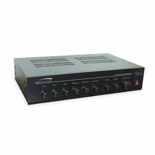 DESCRIPTION: (1) PA MIXER POWER AMPLIFIER BRAND/MODEL: SPECO TECHNOLOGIES #2KJU7 INFORMATION: 120 W RETAIL$: $769.83 SIZE: 3-1/2 X 11-3/4 QTY: 1