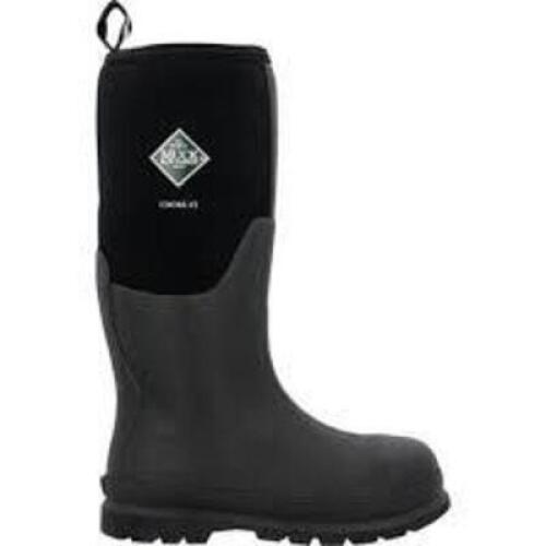 DESCRIPTION: (1) PAIR OF MENS CHORE XF STEEL TOE OUTDOOR WORK BOOT BRAND/MODEL: MUCK BOOTS INFORMATION: BLACK SIZE: MENS US 5 RETAIL$: $177.00 EA QTY: