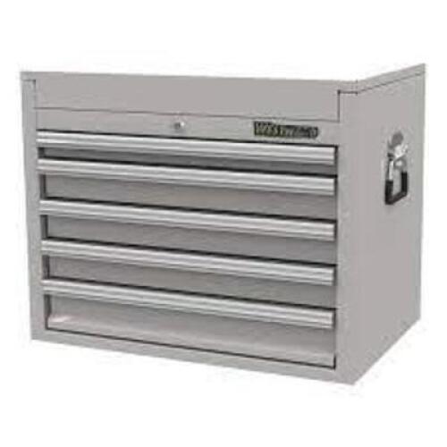DESCRIPTION: (1) TOP TOOL STORAGE CHEST BRAND/MODEL: WESTWARD INFORMATION: SILVER SIZE: 26-3/16"W TOP CHEST 5 DRAWERS, 17-9/16"D X 20-51/64"H RETAIL$: