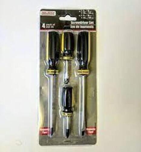 DESCRIPTION: (1) SCREW DRIVER SET BRAND/MODEL: TOOL BOX SIZE: 4 PIECES RETAIL$: $9.95 EA QTY: 1