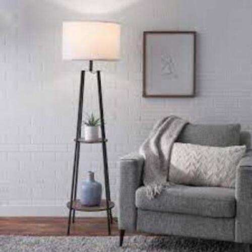 DESCRIPTION: (1) ETAGERE FLOOR LAMP BRAND/MODEL: MAINSTAYS INFORMATION: BLACK SIZE: 62" RETAIL$: $61.86 EA QTY: 1